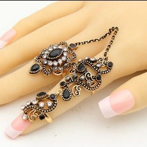 Henna Rings Set- Black n Gold